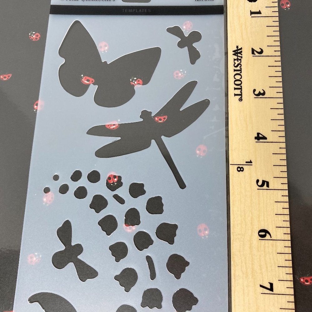 Butterfly Bird Dragonfly Flower Stencil Template - Picture 3 of 7